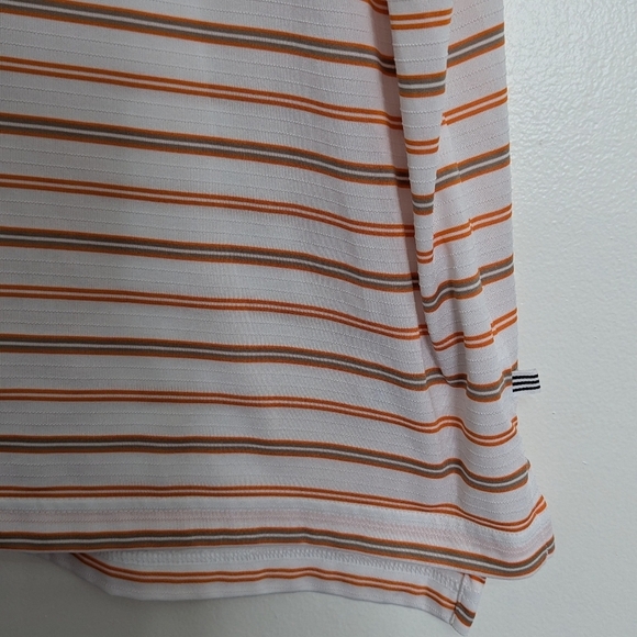 Adidas Golf Polo Men Large White Orange Striped Short Sleeve - Picture 4 of 8